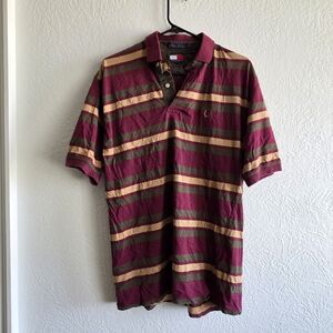 Tommy Hilfiger Maroon and Yellow Striped Men's Shirt